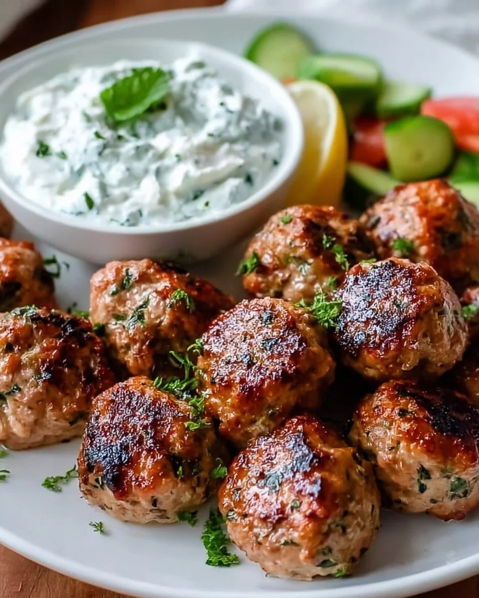 Greek Turkey Meatballs with Tzatziki