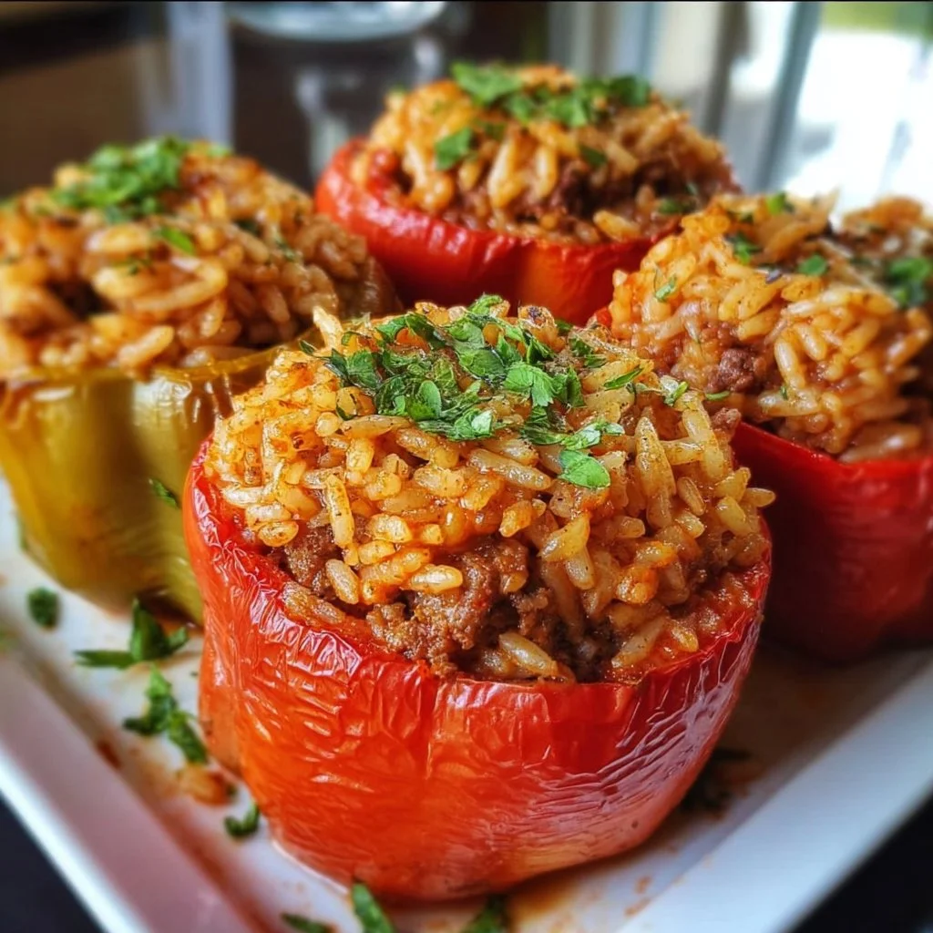 Gefüllte Paprika mit Hackfleisch und Reis