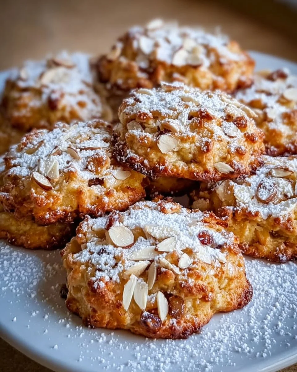 Gesunde Apfel-Hafer-Kekse auf einem Holzbrett, perfekt für einen Snack.