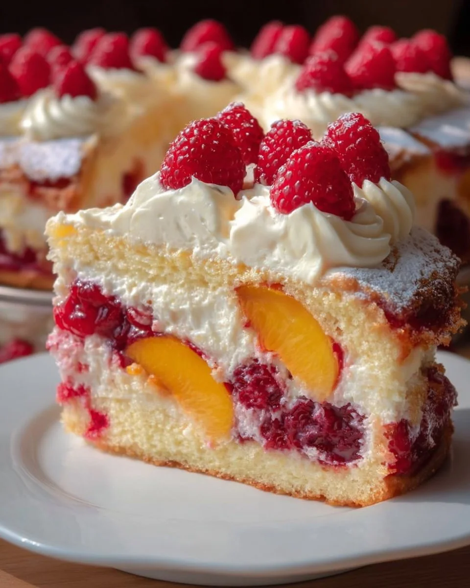 Himbeer-Pfirsich-Torte