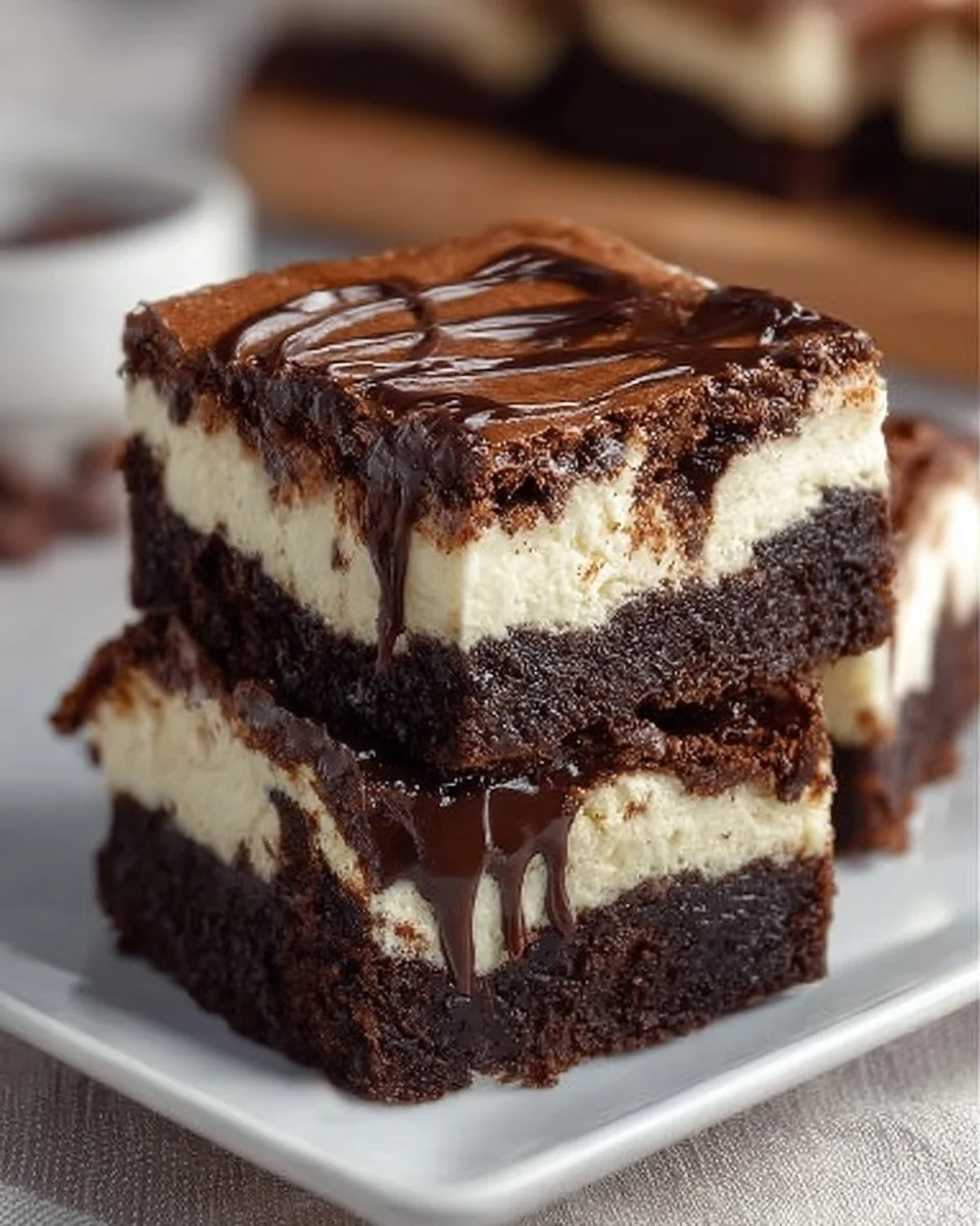 Käsekuchen Brownies mit Frischkäse und Schokolade