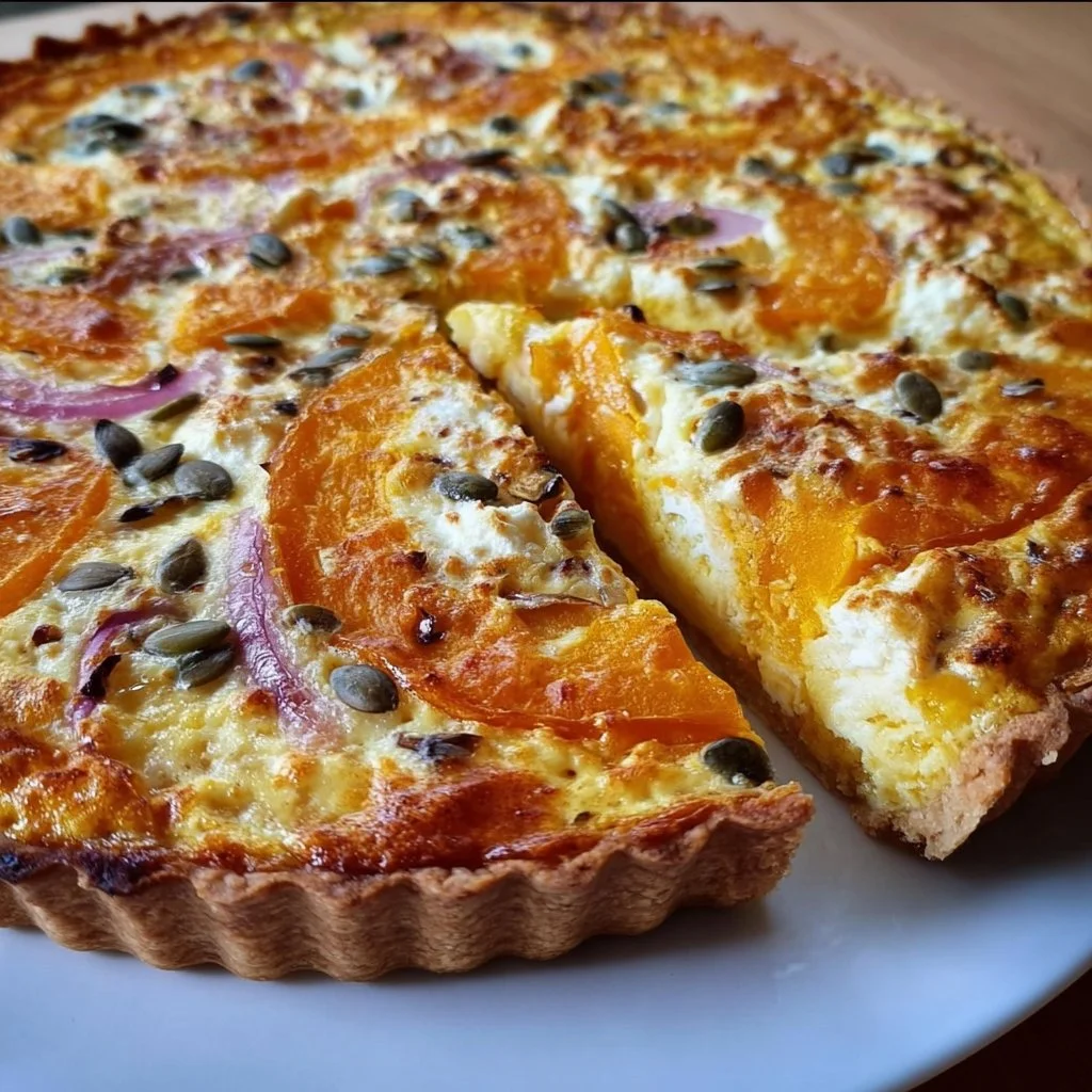 Saftige Kürbis-Quiche mit Feta