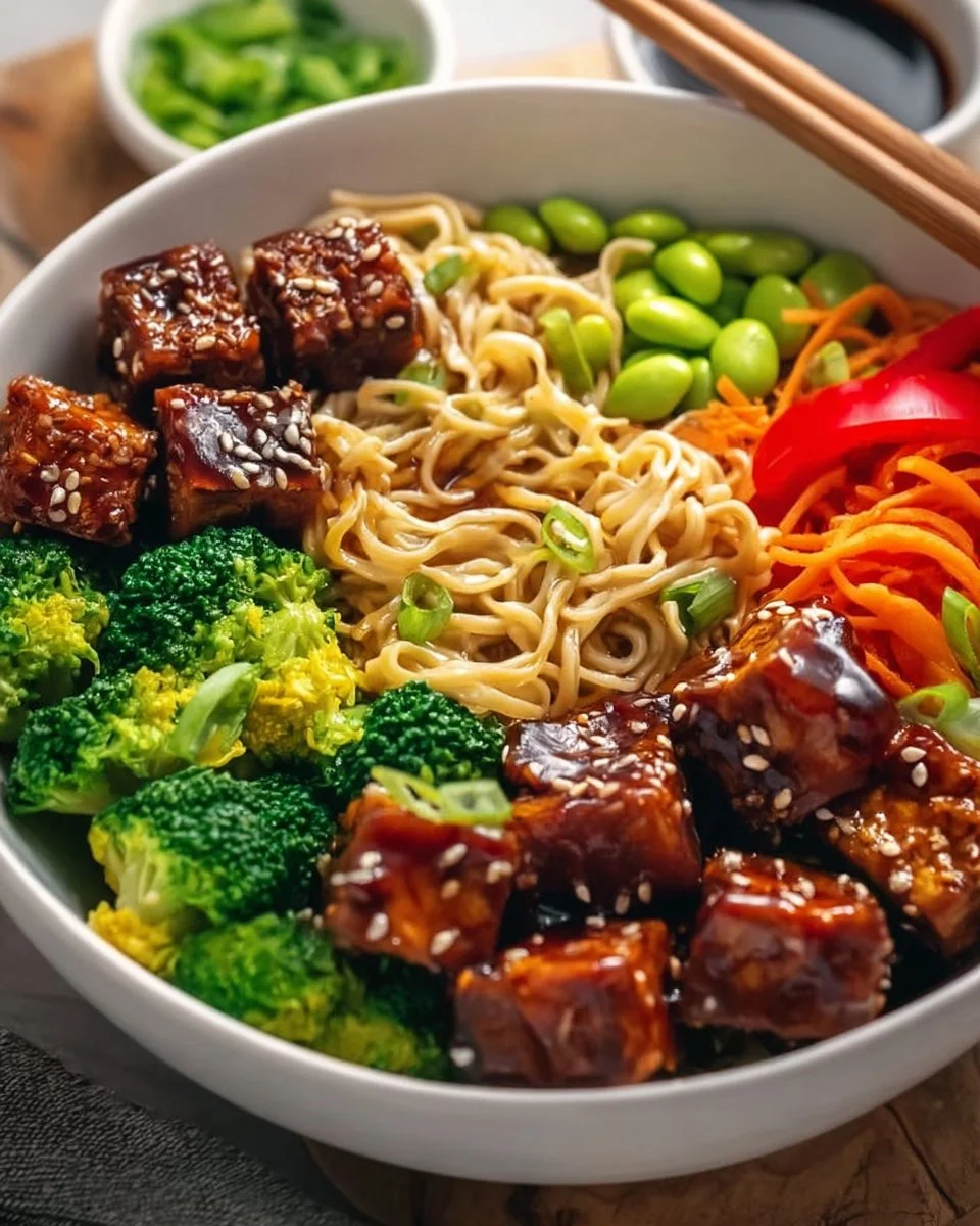 Veganer Teriyaki-Nudelschüssel