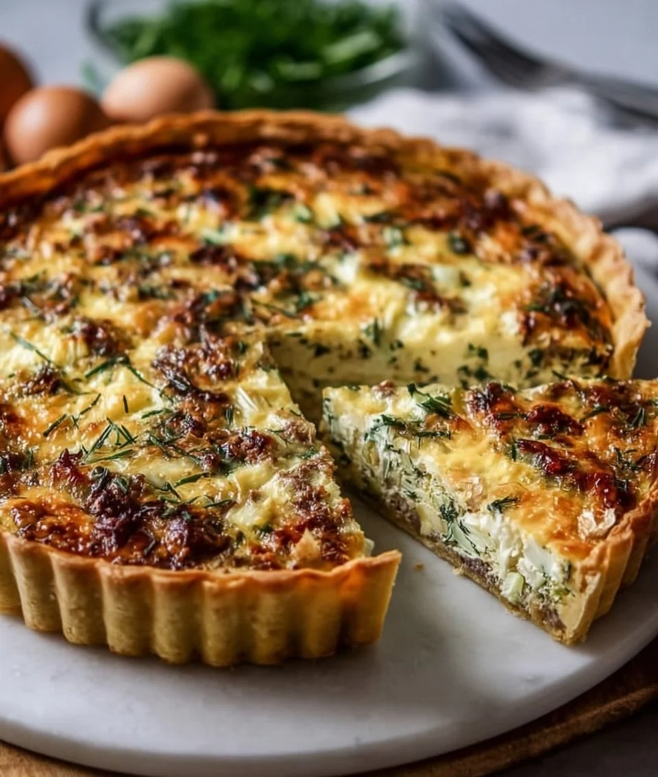 Bärlauch Quiche mit Rindfleisch und Lauch
