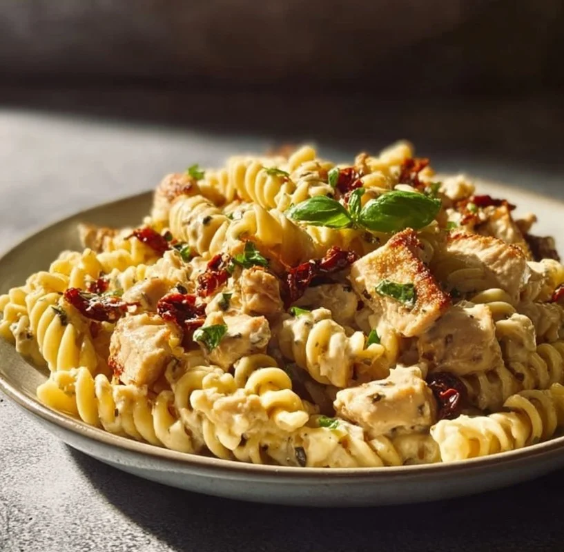 Cremige Hähnchen- Feta-Pasta