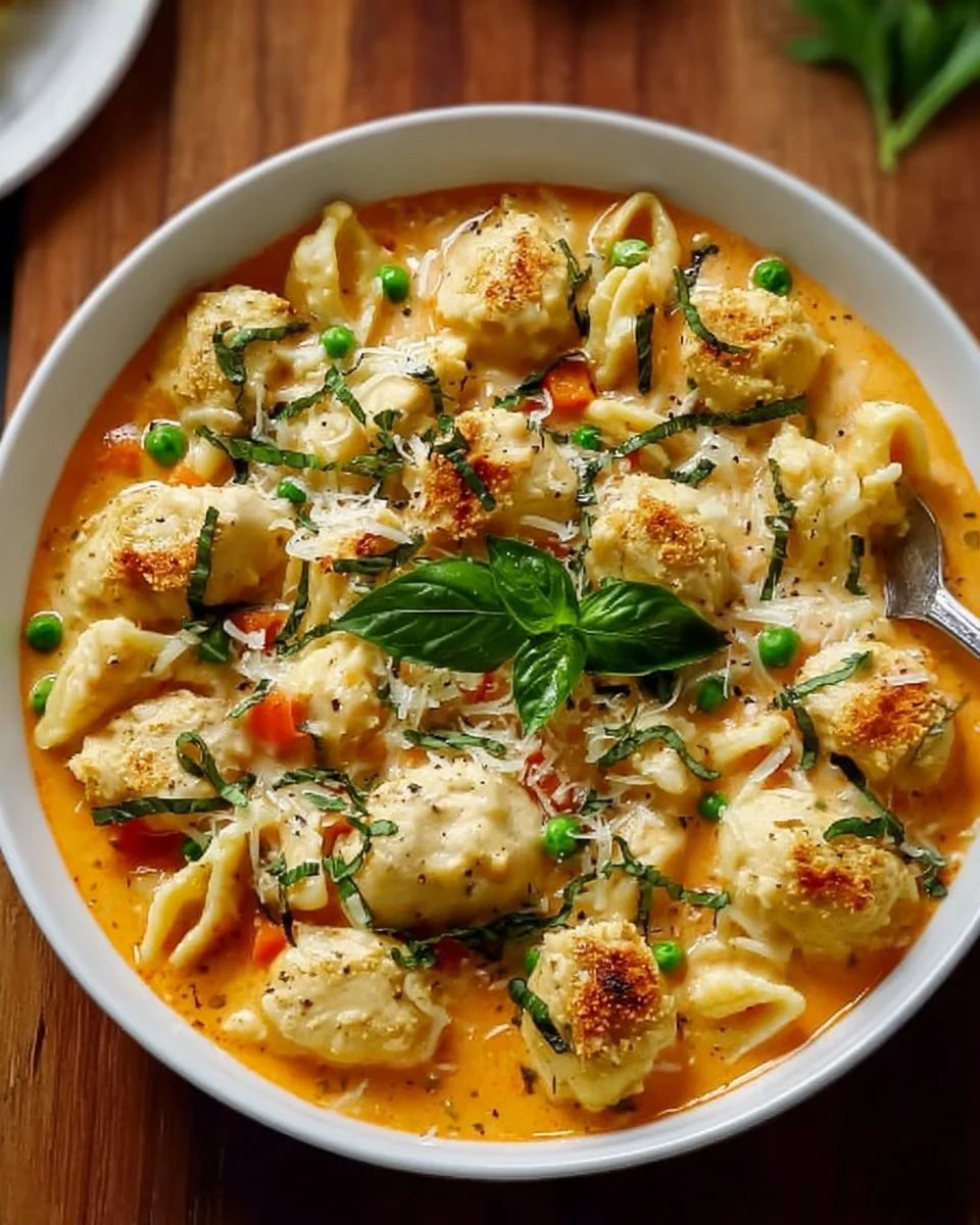 Cremige Hähnchen-Pot-Pie-Pasta-Auflauf