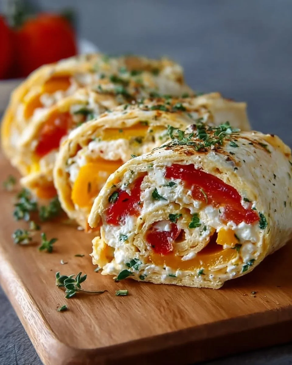 Feta Röllchen Rezept mit Paprika & Kräutern