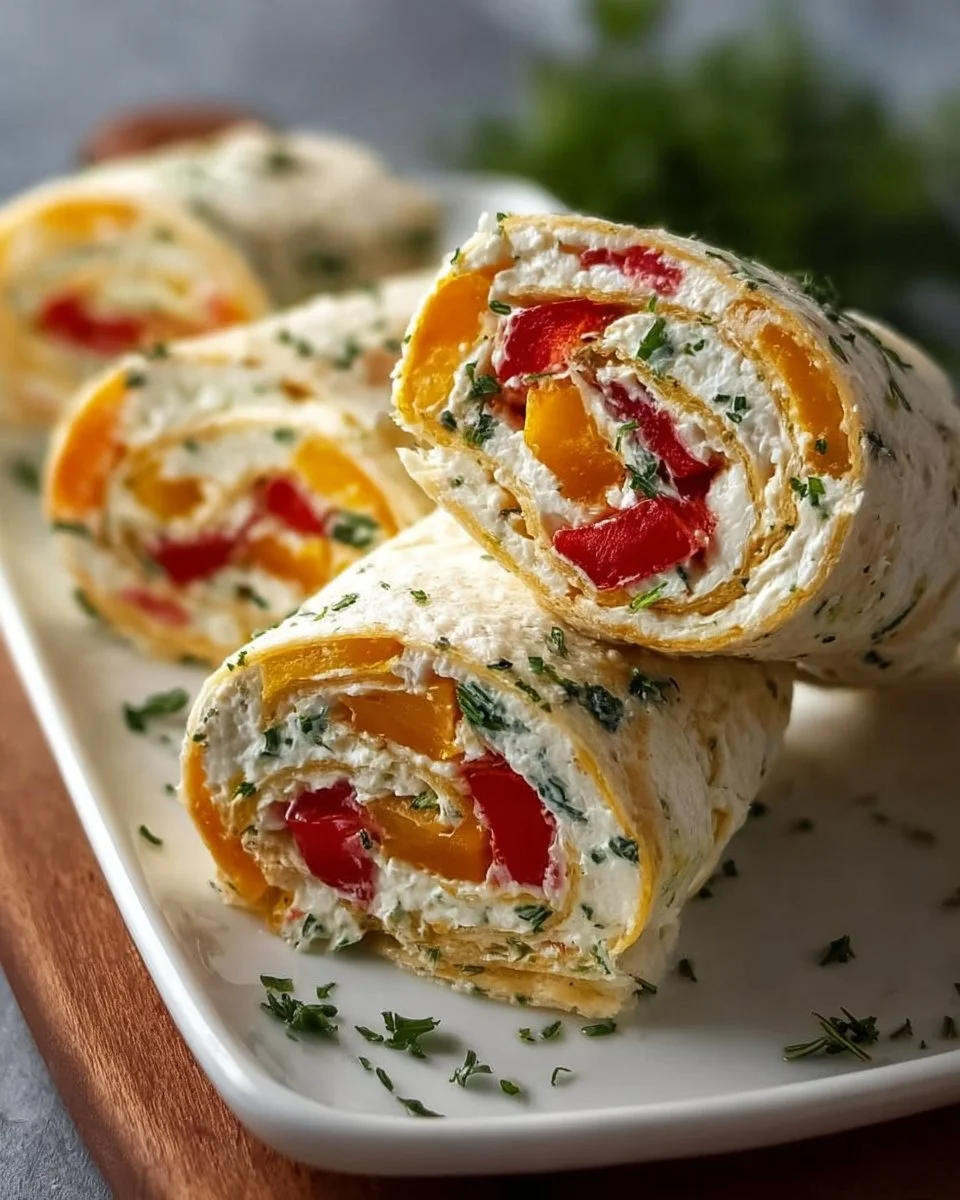 Feta Röllchen Rezept mit Paprika & Kräutern