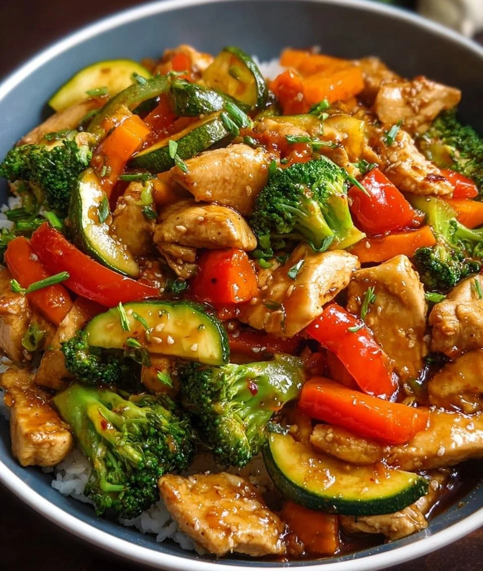 Gemüsepfanne mit Hähnchen