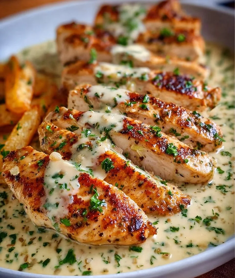 Hähnchenfilet in cremiger Knoblauchsauce