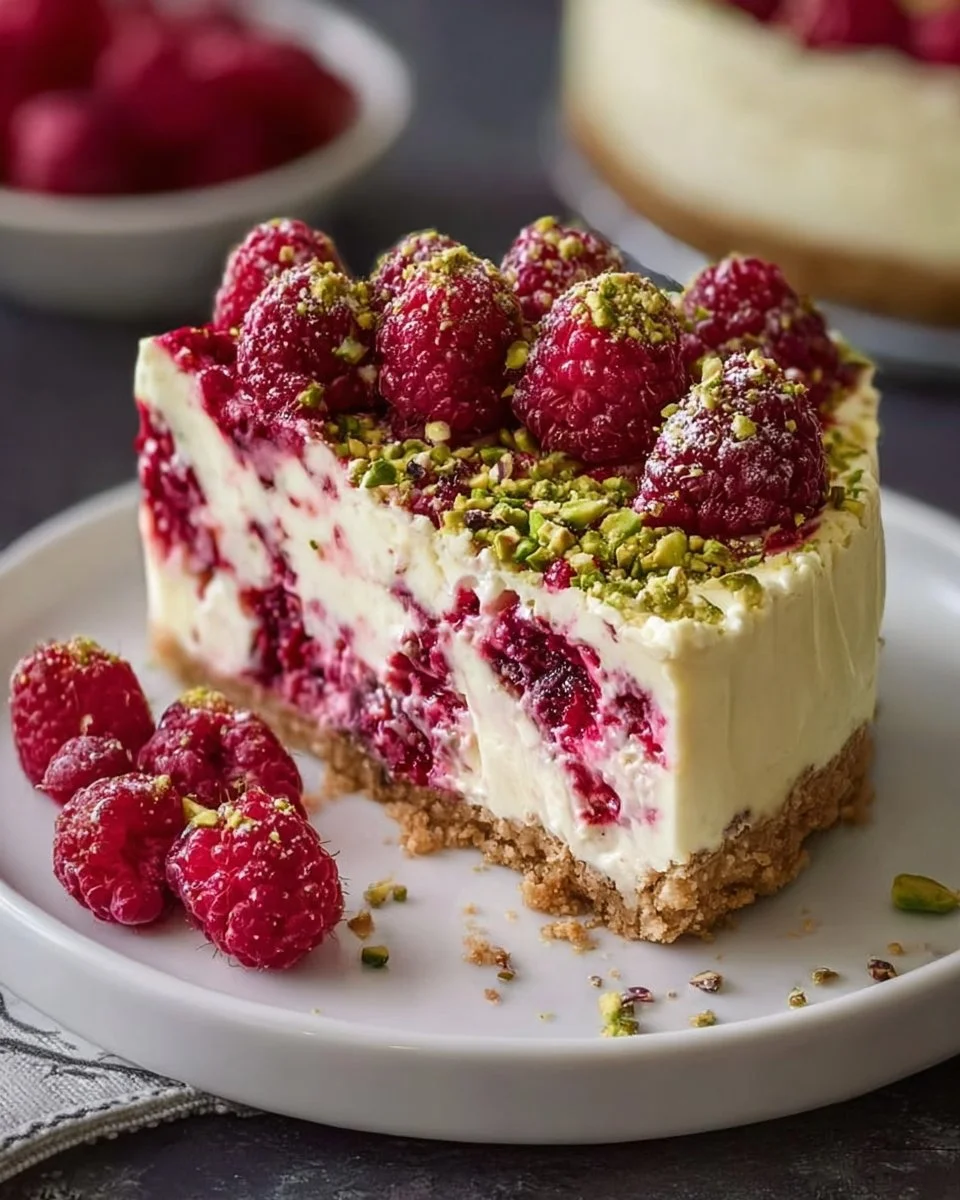 Himbeer-Pistazien Cheesecake ohne Backen