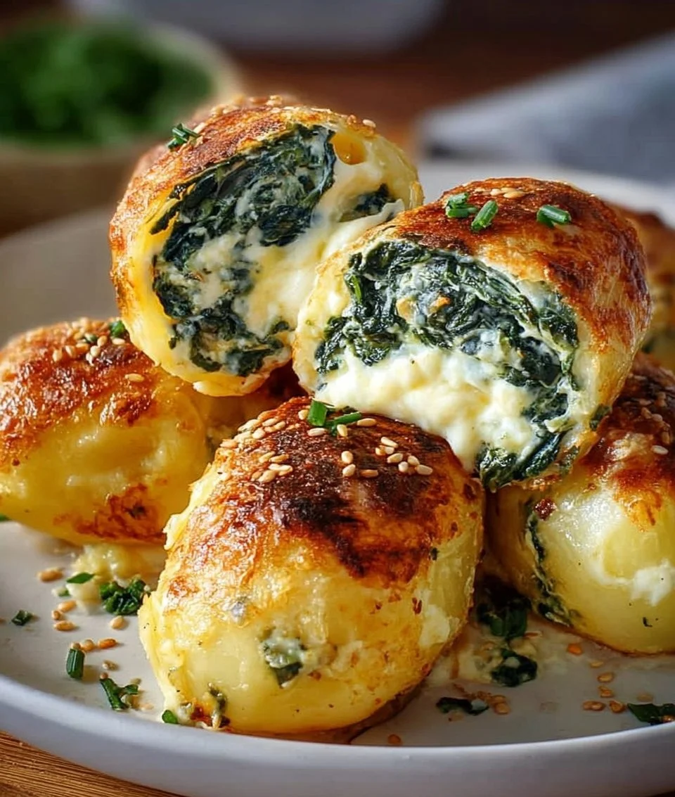 Kartoffeltaschen mit Frischkäse-Spinatfüllung