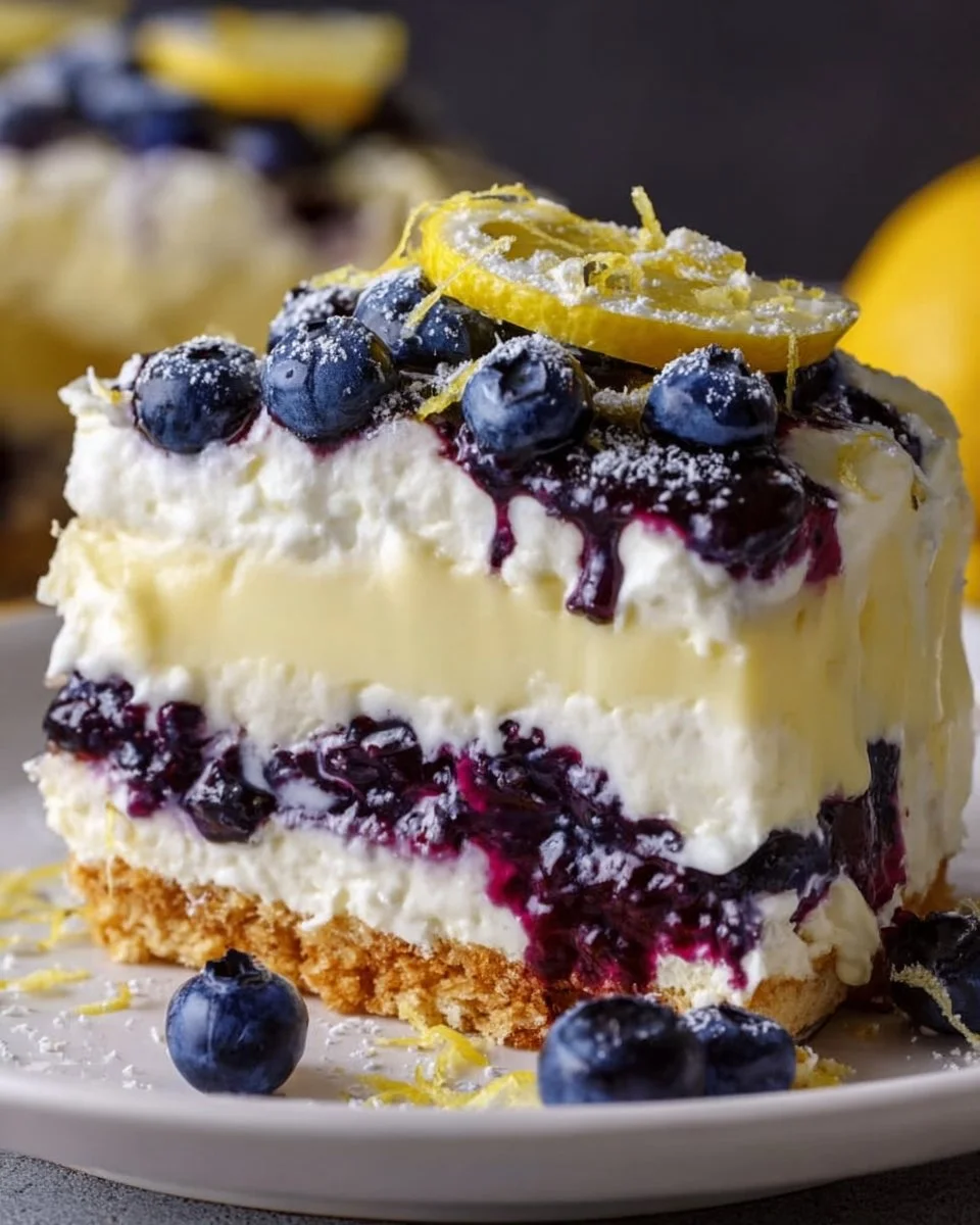 No-Bake Zitronen- Blaubeer Torte