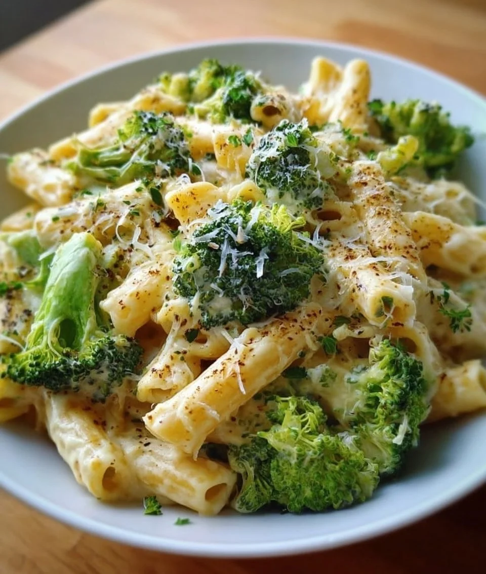 Nudeln mit Brokkoli in Sahnesauce