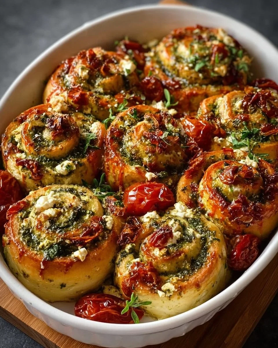 Pesto Tomaten Feta Schnecken Rezept einfach & fluffig