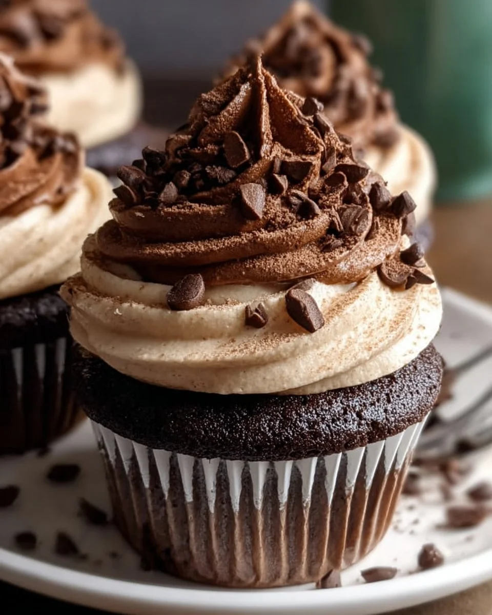 Himmlisch saftige Schokoladenkaffee-Creme-Cupcakes mit köstlicher Dekoration