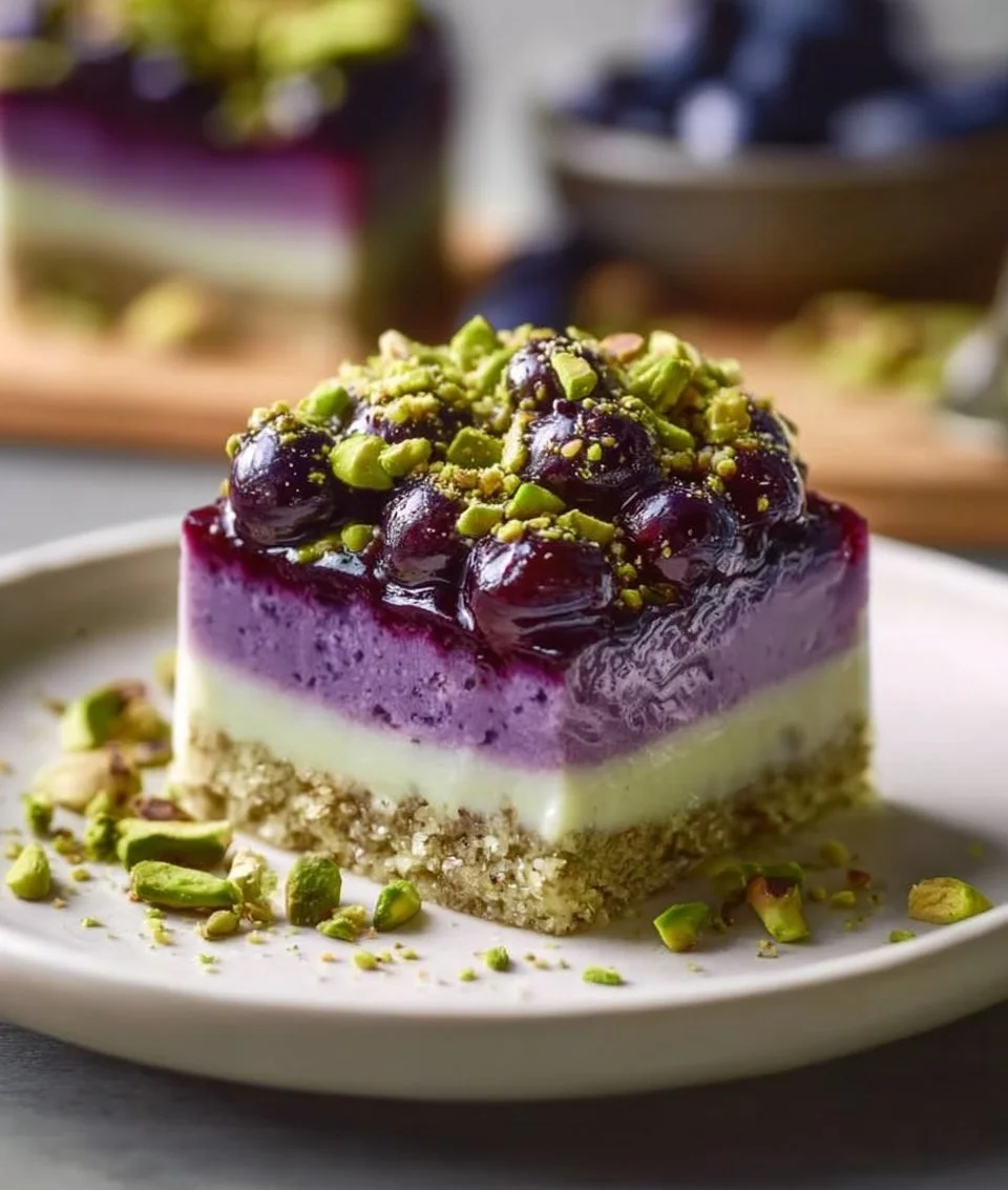 Schwarze Johannisbeer- Pistazien-Dessert