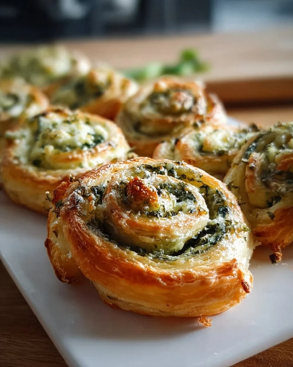 Spinat Blätterteig Schnecken Rezept einfach & knusprig