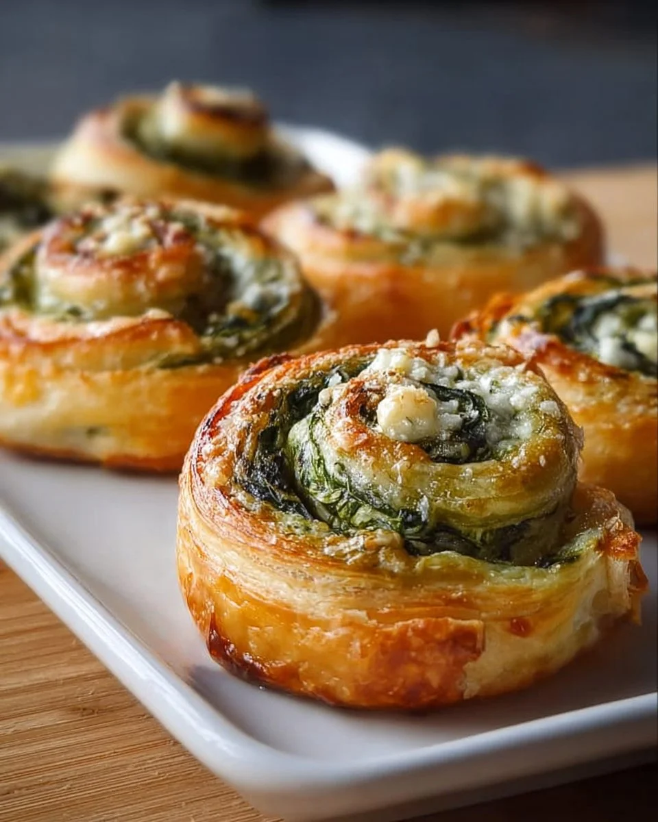 Spinat Blätterteig Schnecken Rezept einfach & knusprig