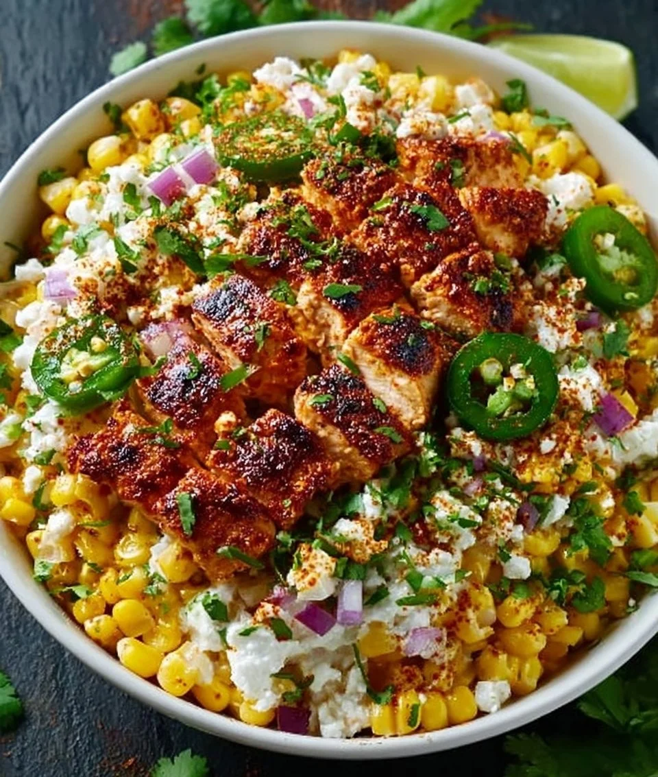 Straßenmais- Hähnchen-Bowl