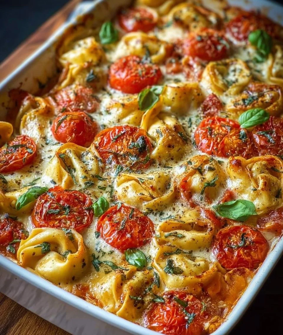 Tortellini-Auflauf mit Tomaten und Mozzarella