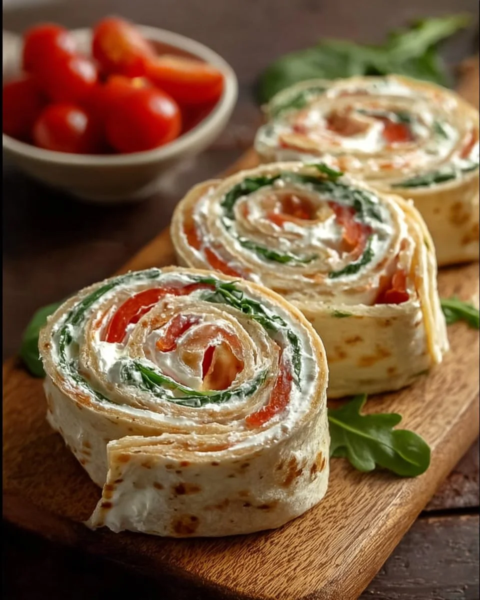 Tortilla Röllchen Rezept mit Frischkäse & Rucola