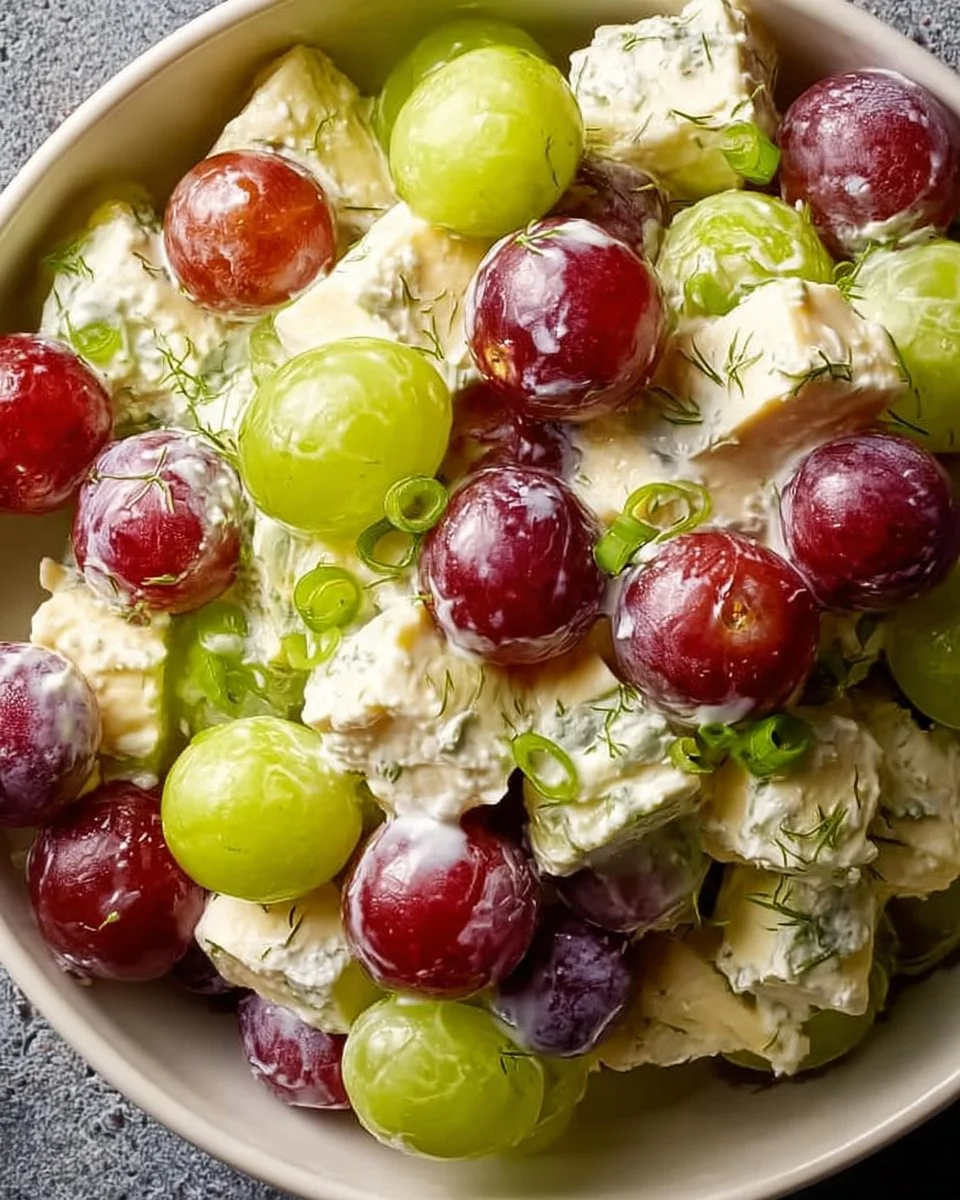 Trauben-Käse-Salat: Cremiges Rezept mit frischen Zutaten für eine schnelle Zubereitung.