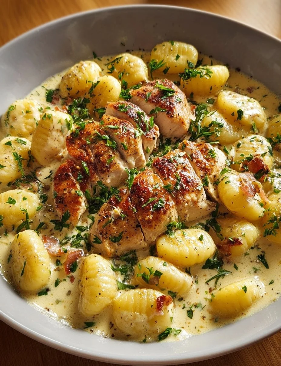 Cremige Gnocchi Hähnchen Pfanne