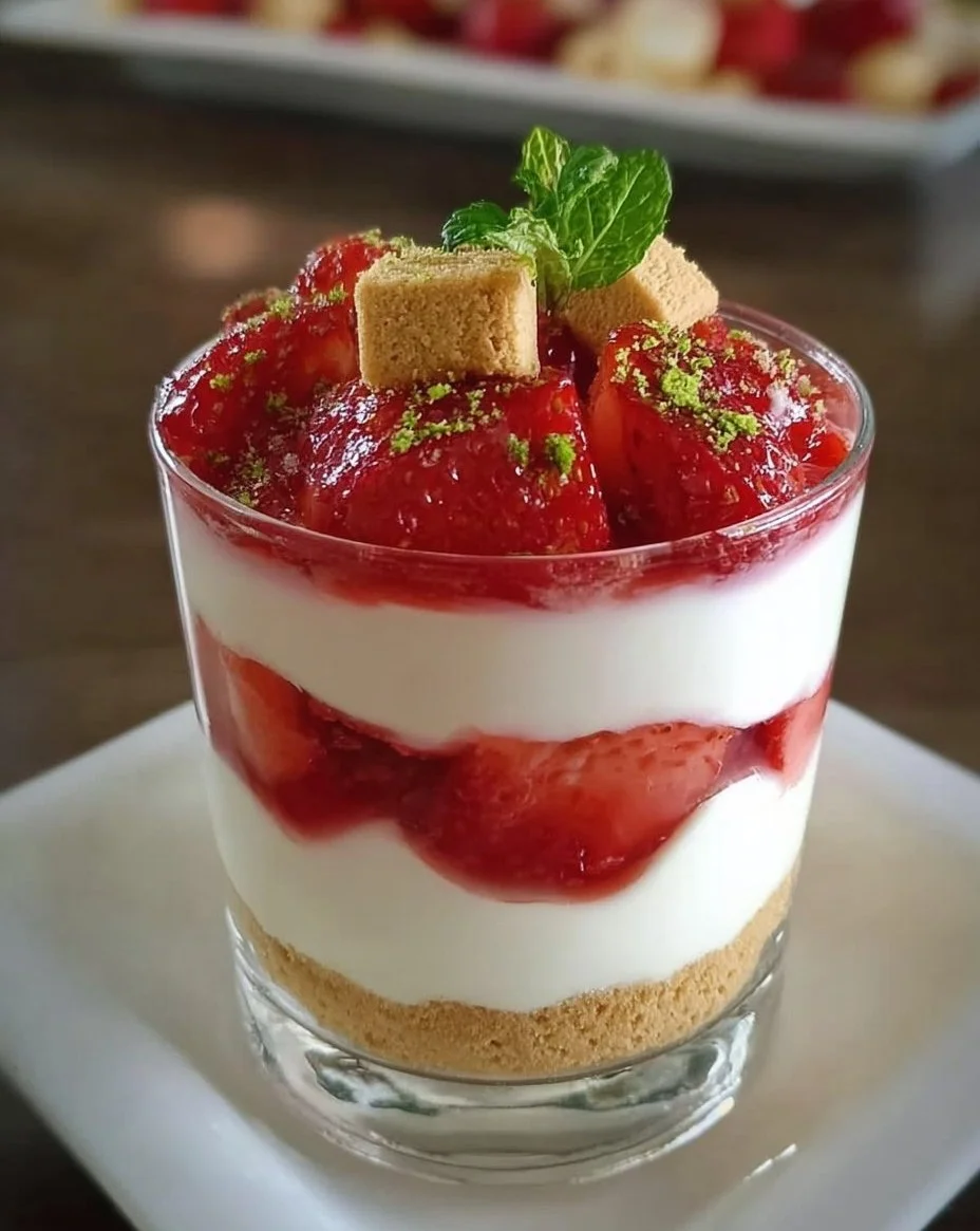 Erdbeer Dessert im Glas mit Mascarpone