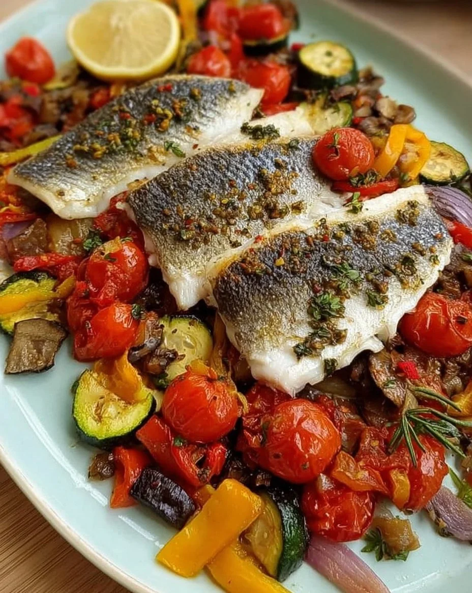 Fisch mit mediterranen Gemüse