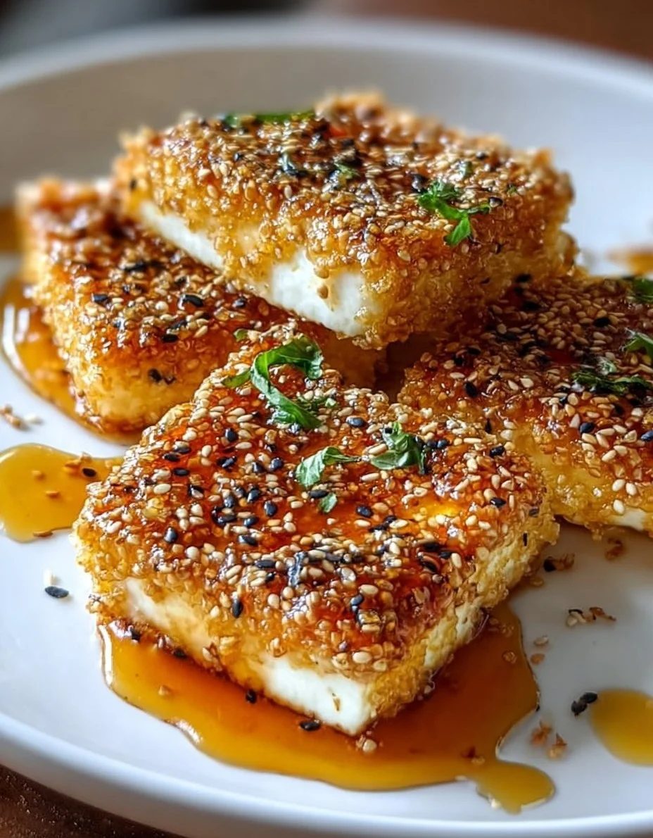Fried Feta with Sesame and Spicy Honey