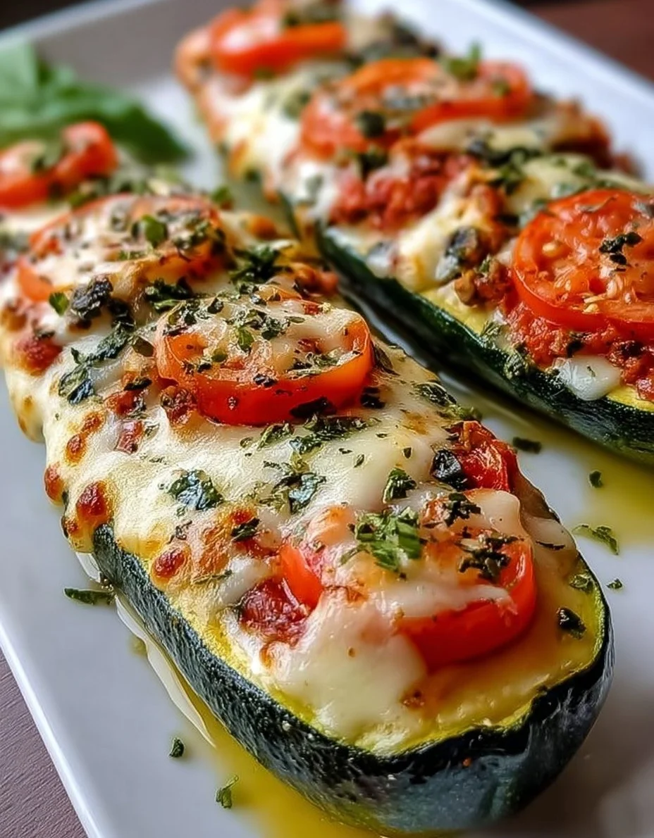 Gefüllte Zucchini mit Tomaten und Mozzarella