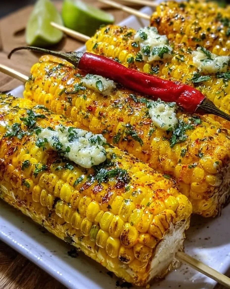 Gegrillte Maiskolben mit Kräuterbutter