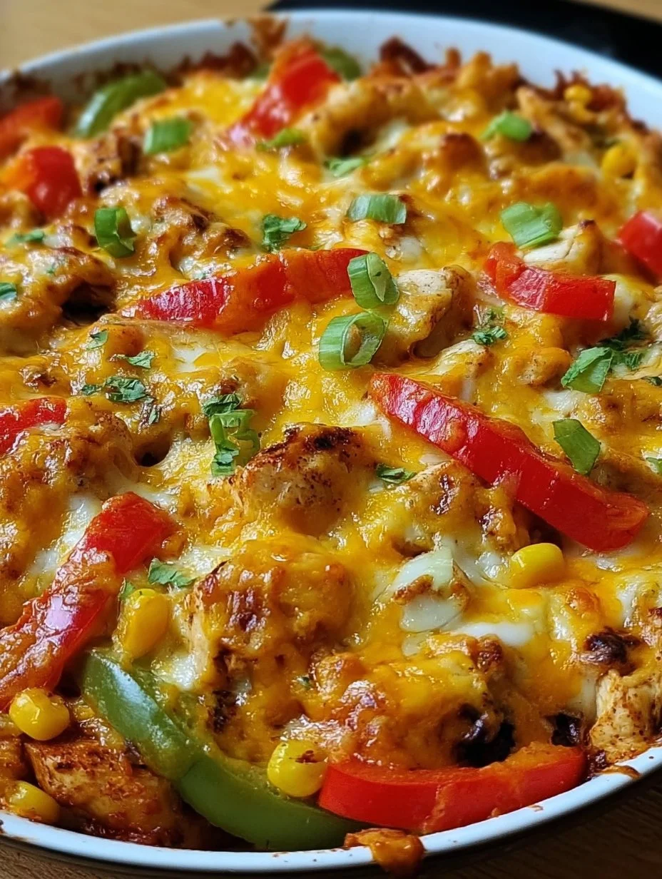 Käsiger Fajita Hähnchen Auflauf