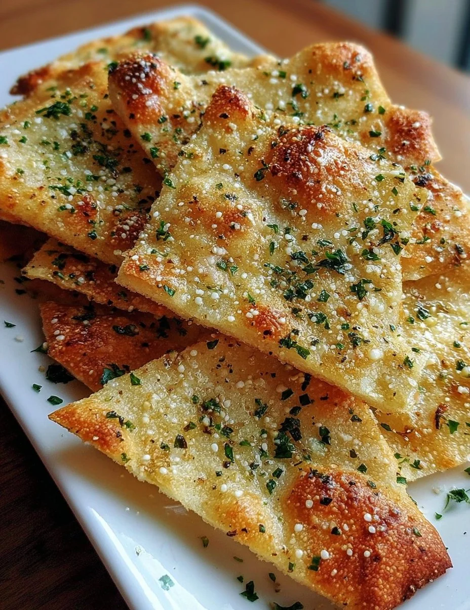 Knoblauch-Parmesan- Heißluftfritteuse-Fladenbrot Chips