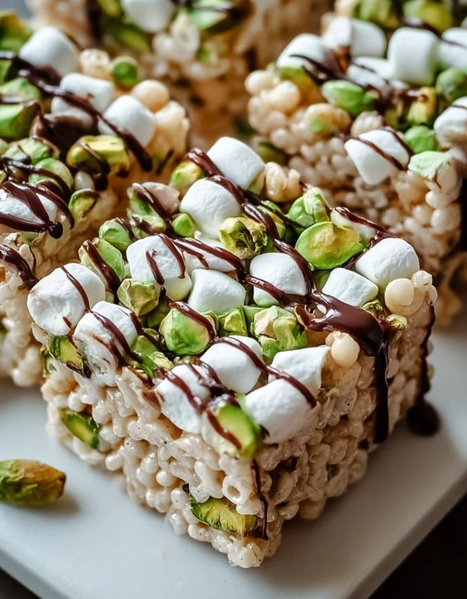 Knusprige Snack-Riegel mit Marshmallows und Pistazien