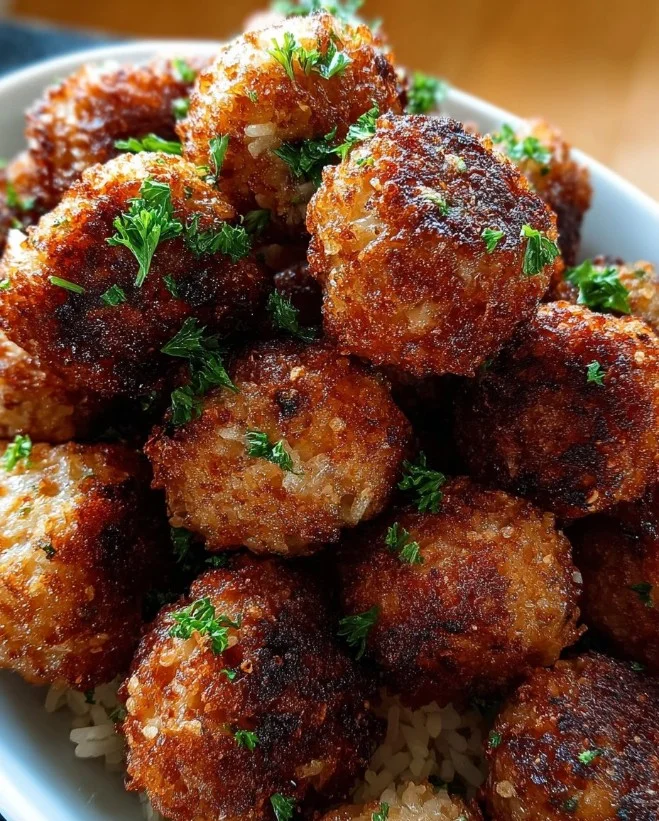 Krosse Reisfleischbällchen aus der Heißluftfritteuse