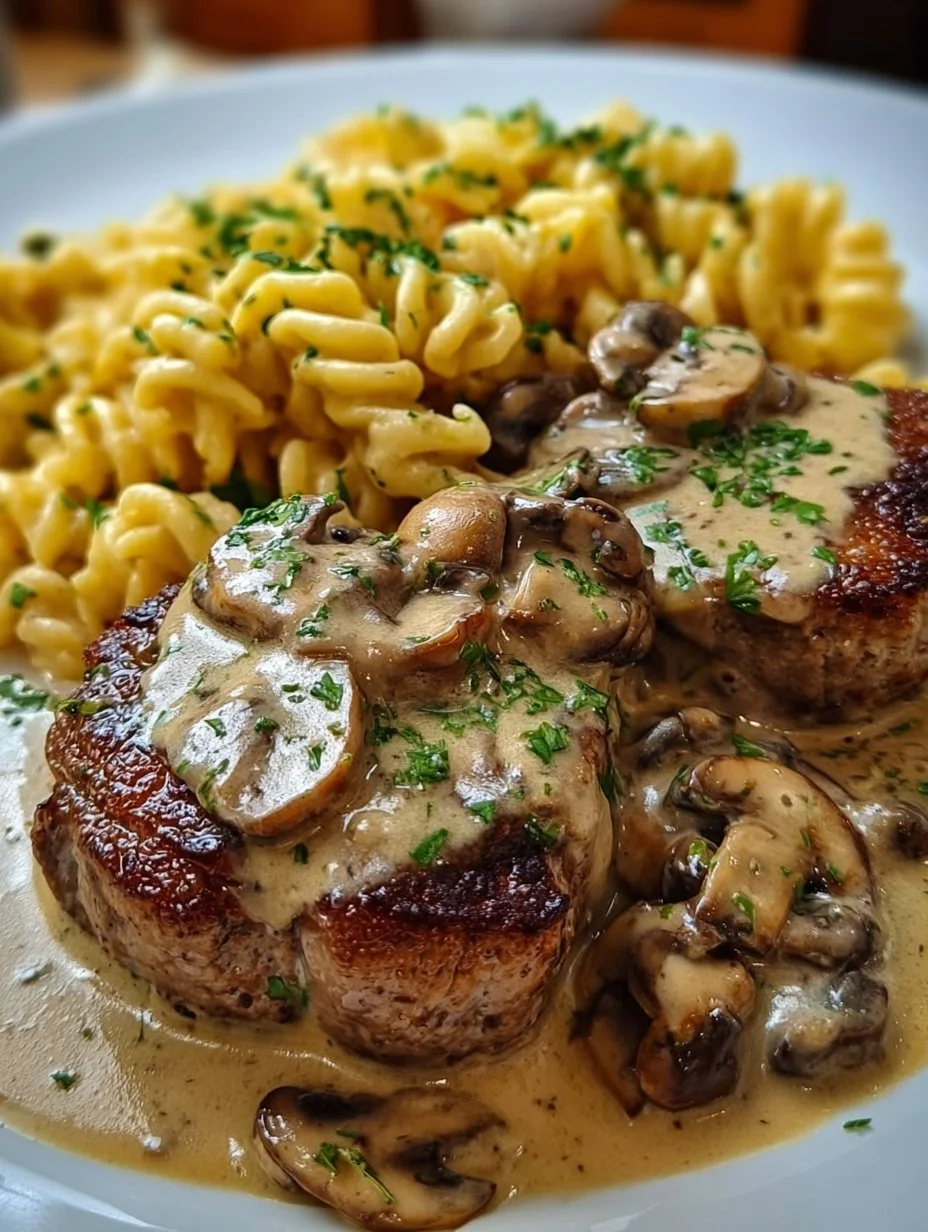 Medaillons in Champignon Rahmsoße mit Spätzle