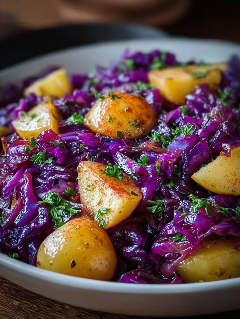 Rotkohl Pfanne mit Kartoffeln