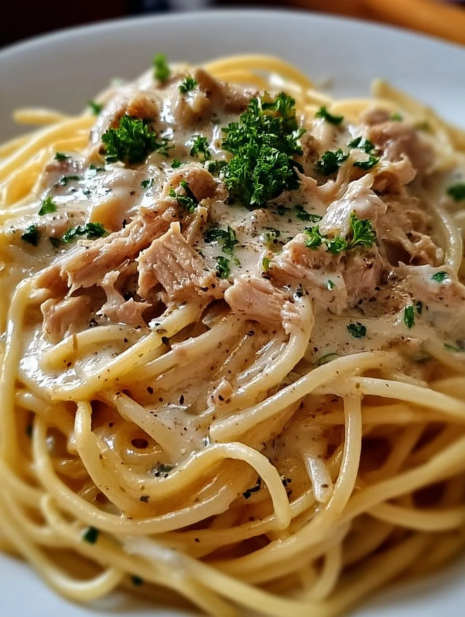 Thunfisch-Sahne-Soße mit Spaghetti