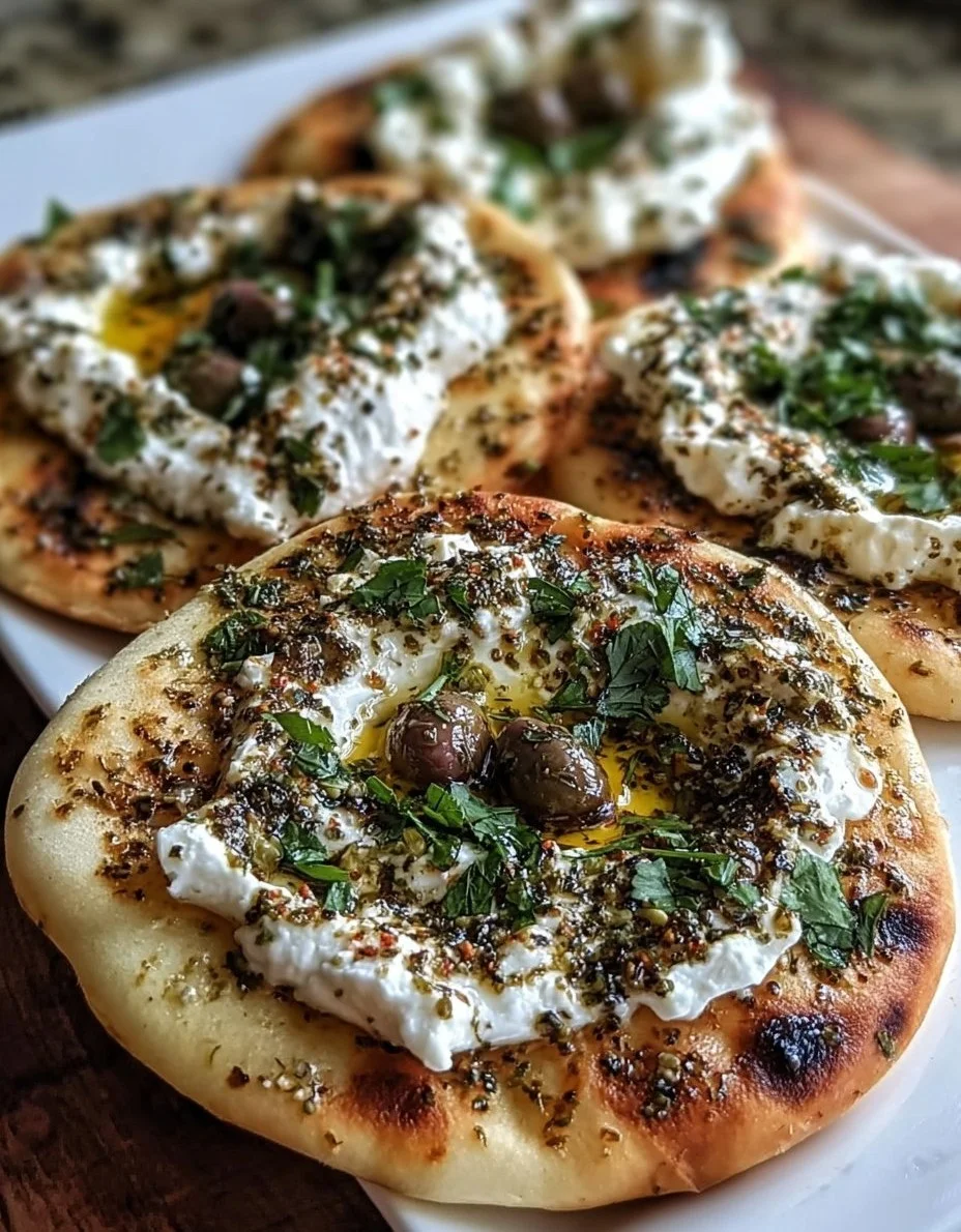 Zaatar Naan mit geschlagenem Feta