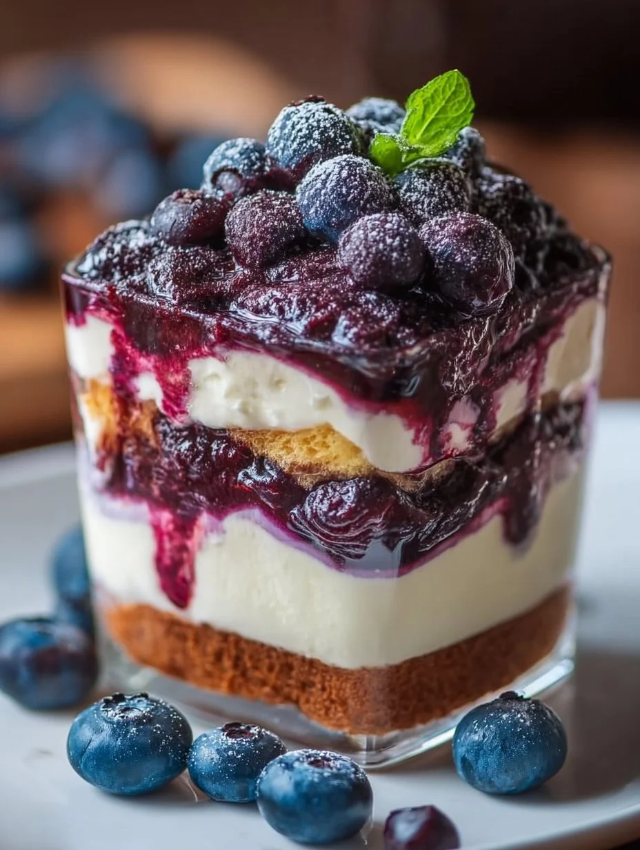 Blaubeer Tiramisu im Glas ohne Ei & Alkohol