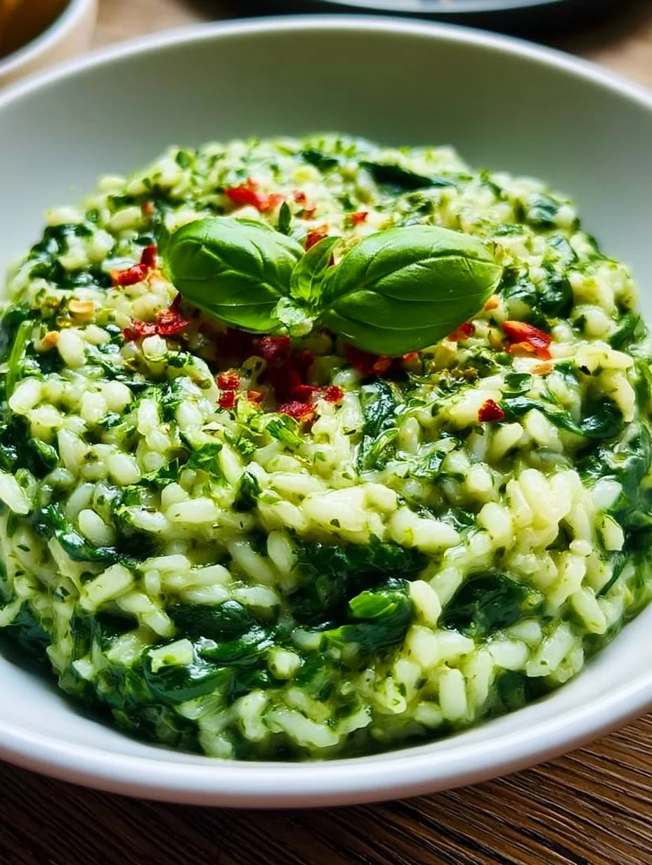 Cremiges Spinat Risotto mit frischen Kräutern
