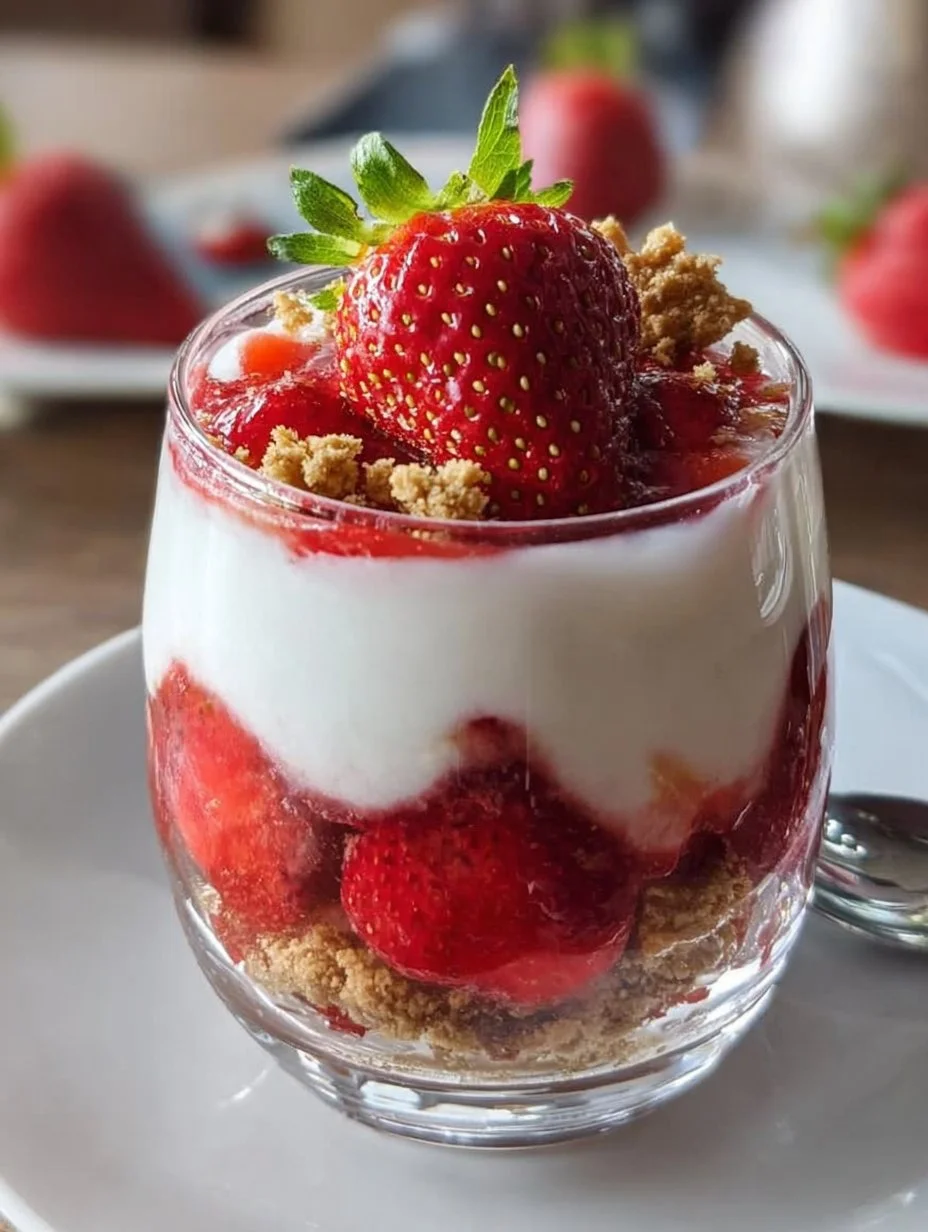 Erdbeer-Dessert im Glas mit Joghurt