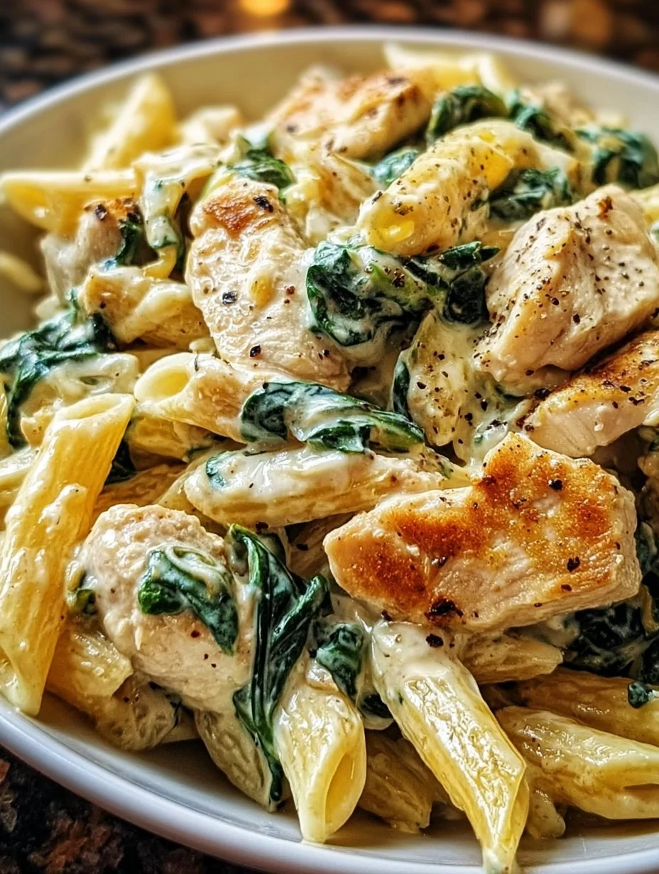 Frischkäse Spinat Hähnchen Pasta