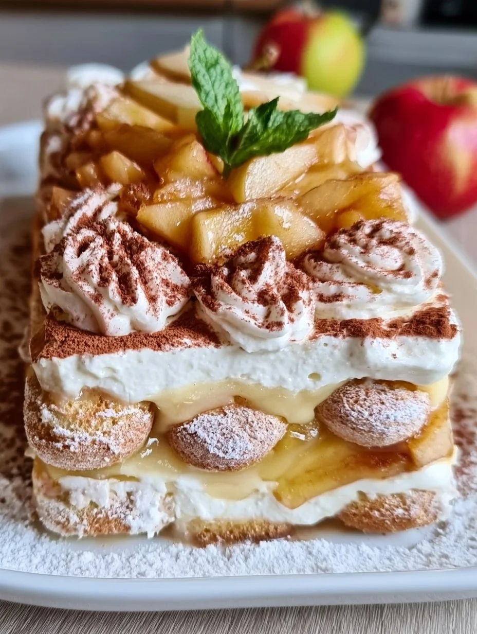 Fruchtiger Apfel Tiramisu ohne Ei