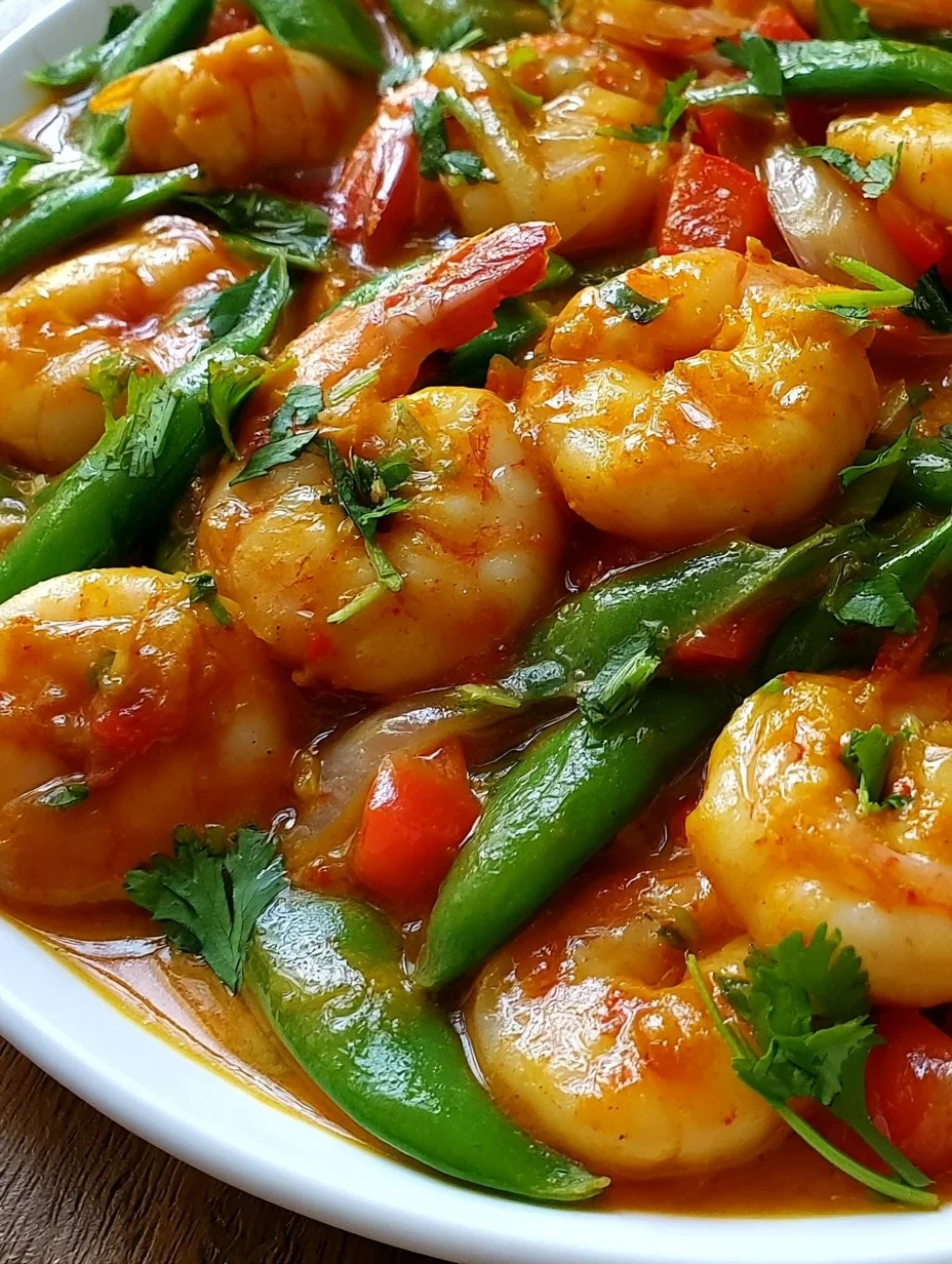 Garnelencurry mit Zuckerschoten