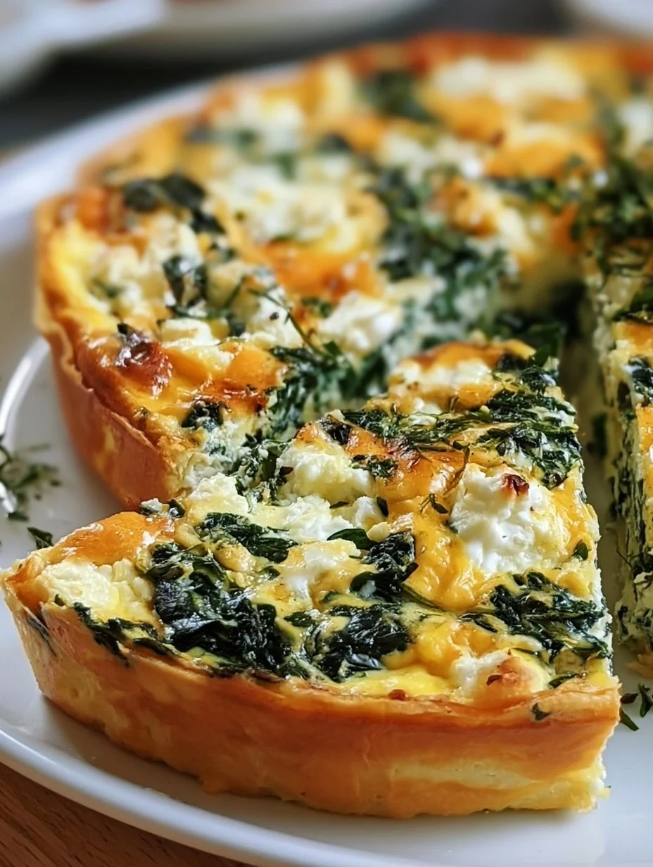 Hüttenkäse und Spinat Krustenlose Quiche