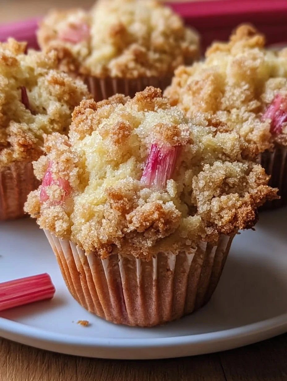 Rhabarber-Muffins mit Vanillestreuseln