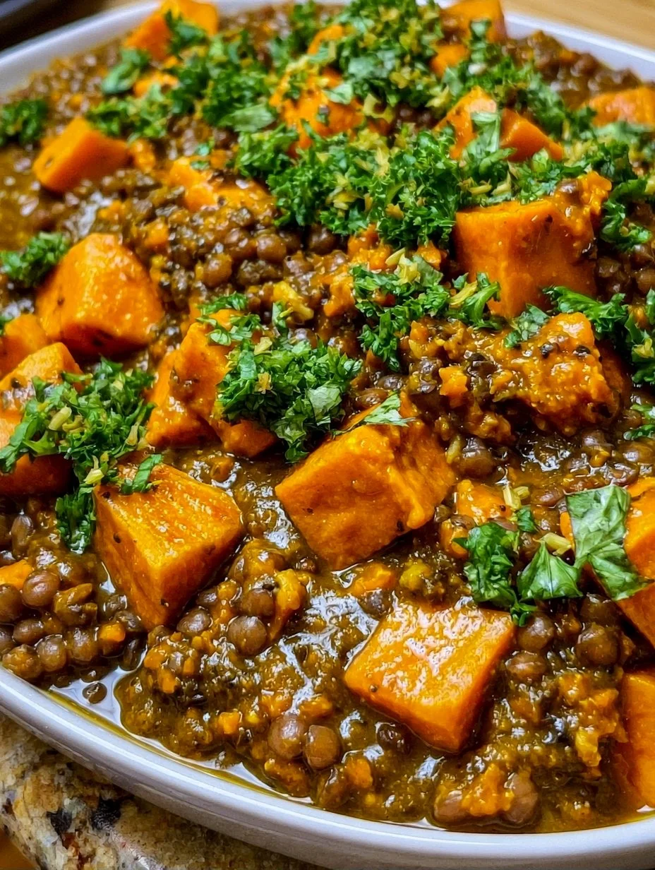 Brauner Linsen Süßkartoffel Curry